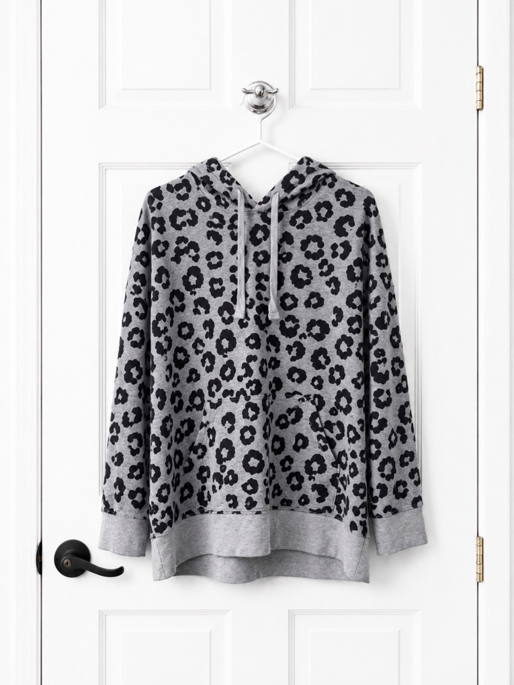Joe Fresh Gray Leopard Print Hoodie Sweater